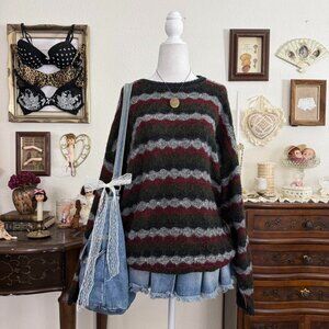 90's indie girl funky grunge grandpa sweater